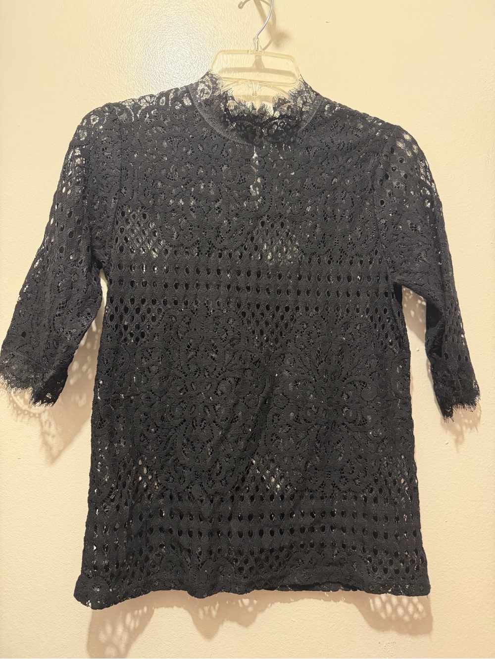 Zara Black Crochet Lace Blouse